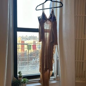 Free people cut out shoulder embroidered tunic